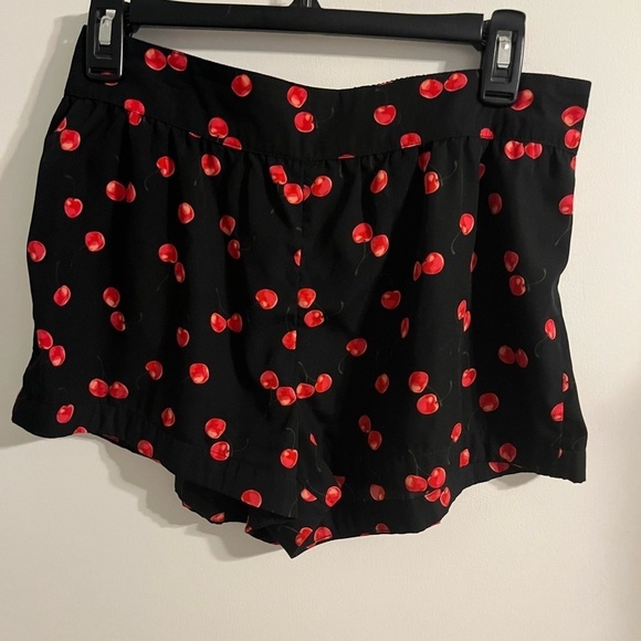 Pants - Black Shorts with Red Cherry Print Shorts are 11in long. 27in waist